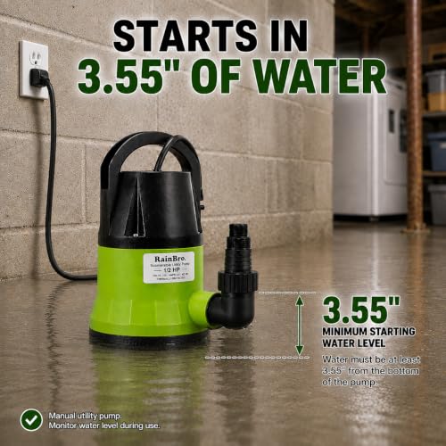 Image of Sump Pump, Submersible Water Pump With 25Ft. Garden Hose