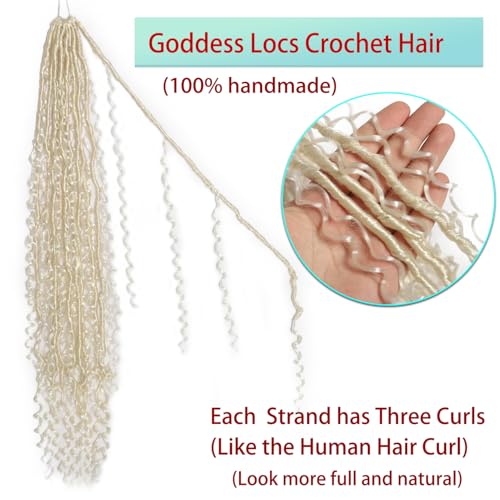 Boho Faux Locs Crochet Hair 30 Inch Goddess Locs 8 Packs Boho Soft Locs Crochet Hair with Curly Ends Pre-looped Long Bohemian River for Black Women (613# - Image 2