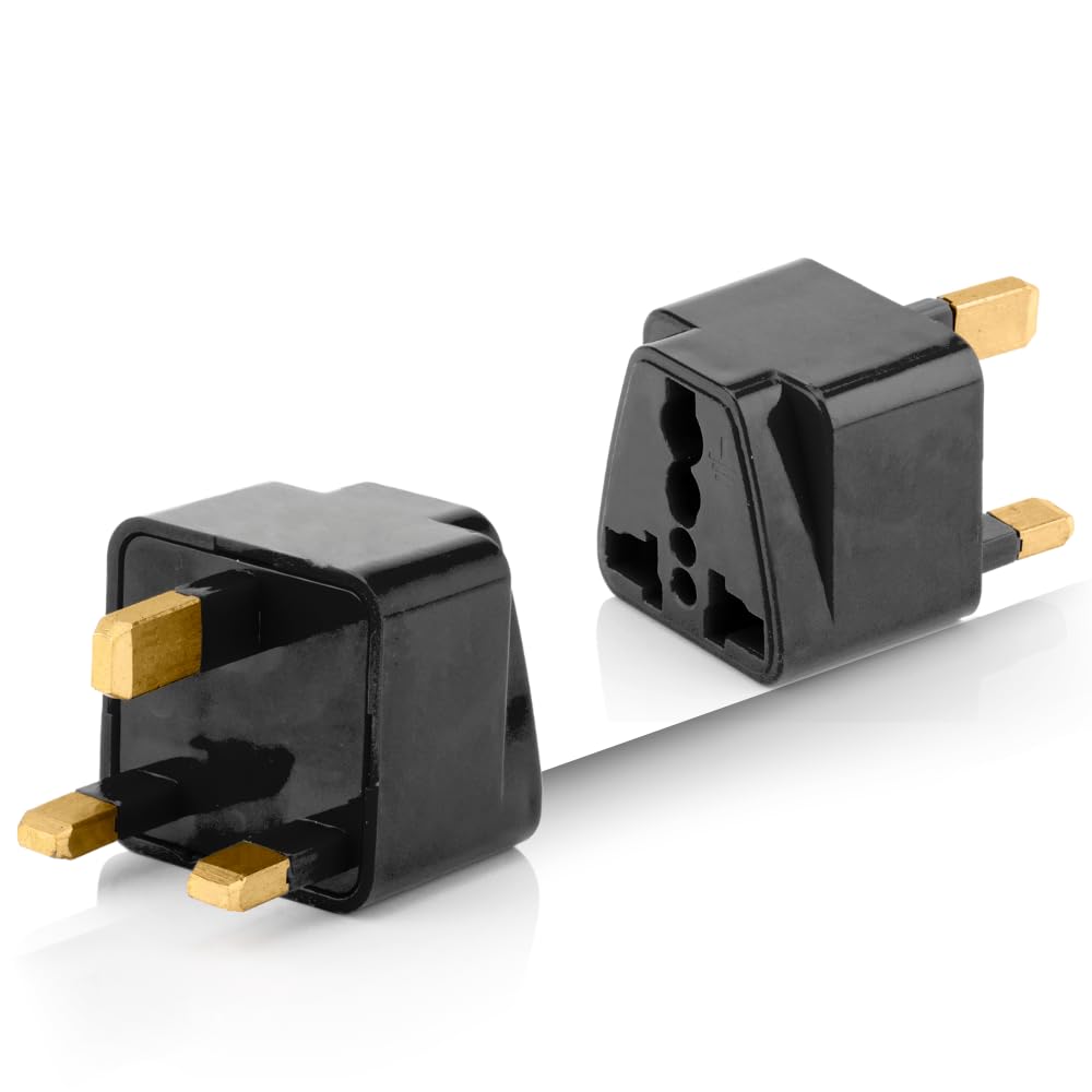 Hi-Plasst Black UK Adapter (Type-G Plug) - 1pc Pack - UK Travel Converter for Dubai, Singapore, Hong Kong, Malaysia - Compact & Durable India to UK Plug Adapter