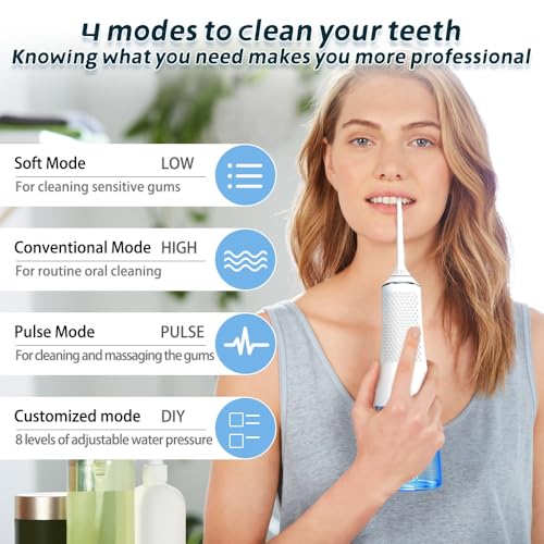 Tragbarer Wasserzahnseiden-Teeth Pick, Kabelloser Munddusche, 300ML Wiederaufladbarer Reisewasserreiniger, IPX7 Wasserdicht, Elektrische Zahnreinigung – Bild 5