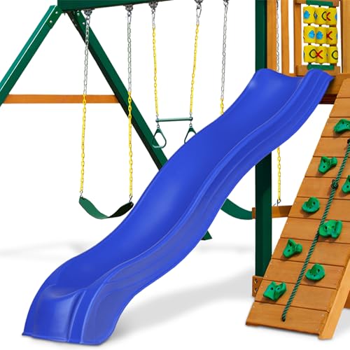 Swing-N-Slide 9' Alpine Wave Slide Plastic Slide Attachment for 5 Foot Deck Heights- for Outdoor Swing Sets and playhouses, Blue