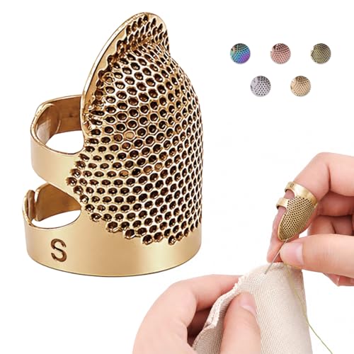 Image of Thimbles for Hand Sewing, Sewing Thimble Kit, Metal Finger Protectors, Thimble Ring for Hand Quilting and Embroidery(Gold,1Pcs,Small)