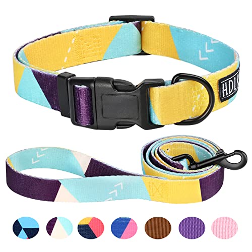 Dog Collars for Small Dogs, Super Soft Dog Collar and Leash Set, Adjustable Puppy Collar for Colorful, Matching Leash…