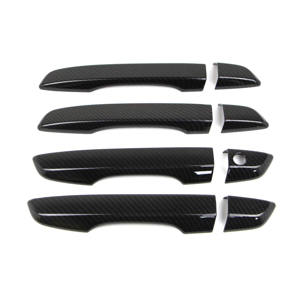 Dreamseek Door Handle Cover for 10th Gen Honda Civic 2016 2017 2018 2019 2020 2021 Sedan Hatchback Exterior Chrome Molding Trim Carbon Fiber Style (w/o Smart Keyhole)