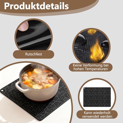 SJDOFU Silikon Induktionskochfeld Schutzmatte, 2 Stück Induktionsschutzmatte mit Haken, 25 x 35CM Induktion Herdschutz Matte Magnetisch Induktionsschutzmatte für Induktionskochfelder