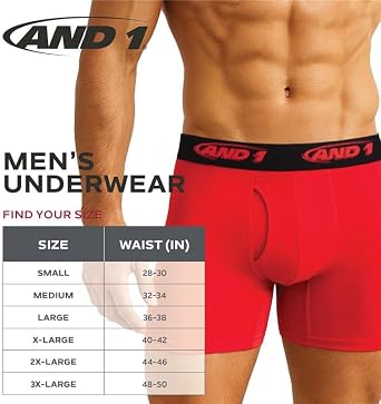 AND1 Mens Boxer Briefs - 6 Pack Platinum Performance Long Leg Boxer Briefs with Pouch - Boxers for Men, 9 Inseam (S-3XL)