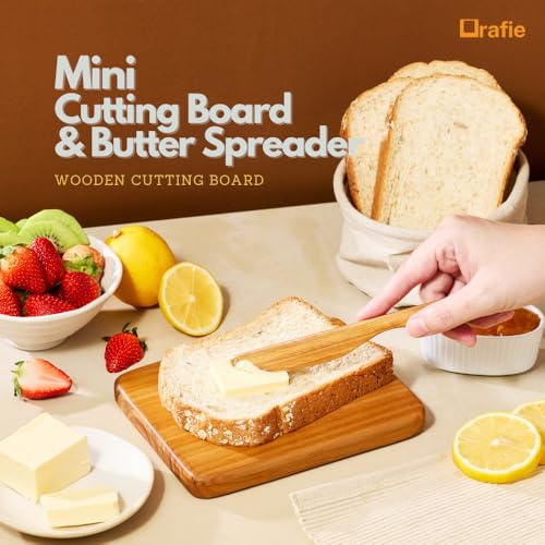 Tabla de cortar mini de madera maciza 5.5x7 pulgadas con esparcidor miniatura 2