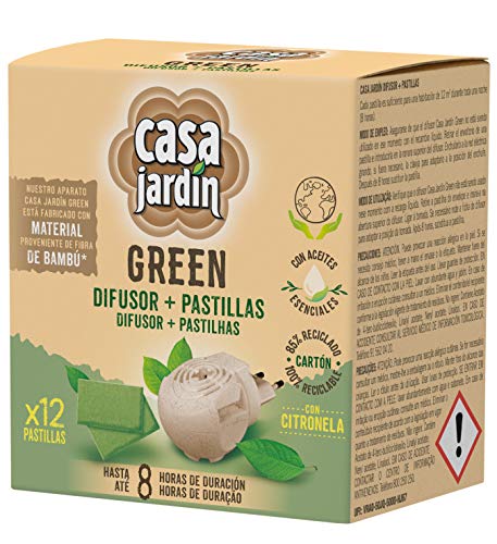 Casa Jardín Difusor Eléctrico, A Base de Aceites Esenciales, Con Citronella, Hasta 8 Horas de Duración, Contenido: difusor + 12 pastillas Cover