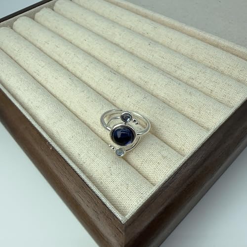 Rainbow Moonstone Labradorite Rings for Women Vintage Silver Rings Blue Gemstone Rings Boho Statement Ring Jewelry Wedding Promise Rings Size 6, 7, 8, 9, 104