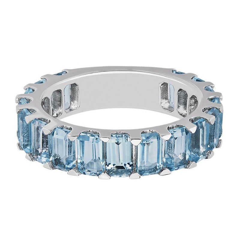 925 Sterling Silver Natural Sky Blue Topaz Gemstone Silver Jewelry Woman'S Eternity Ring2