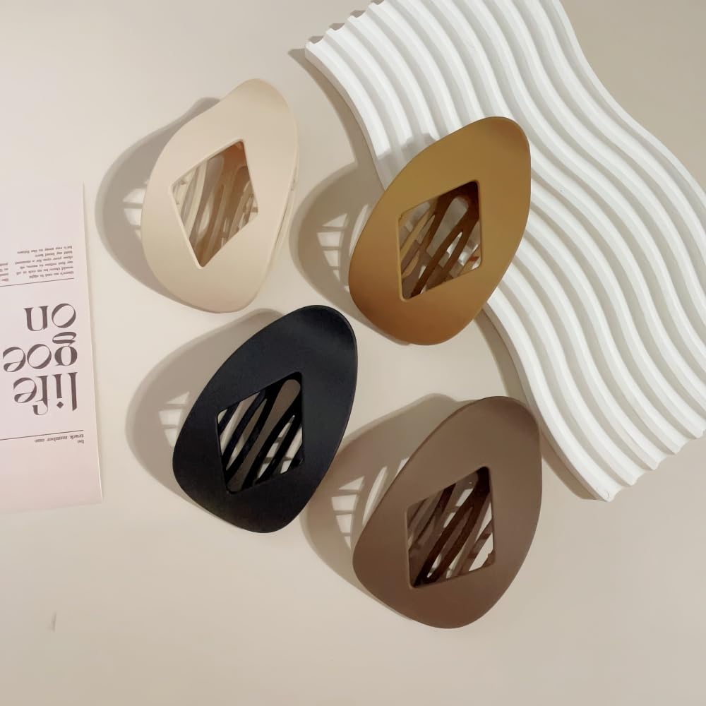 8PCS Flat Hair Clips for Women Girls,Large Strong Hold Ladies Hair Claw Clamp Barrettes for Lying Down Styling Accessories, Elegant 3.94" Medium Matte Neutral Leopard Color(Rhombus) - Image 7