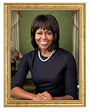 Official portrait of First Lady Michelle Obama Photograph in a Aged Gold Frame - Historical Artwork...