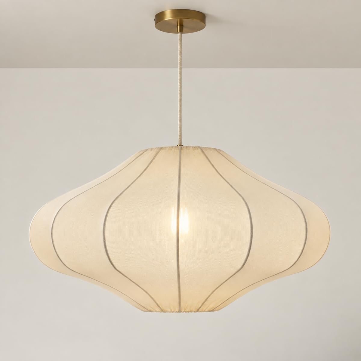 CGC Lighting Indoor Ceiling Lamp Shade Ivory Smooth Stretch Fabric Dome Shape Non Electrical (Jolie Seashell)