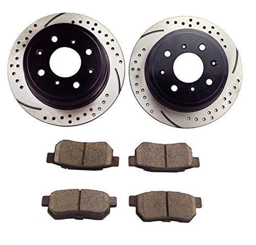 Atmansta QPD10016 Rear Brake kit with Drilled/Slotted Rotors and Ceramic Brake pads for 1993-97 Honda CIVIC