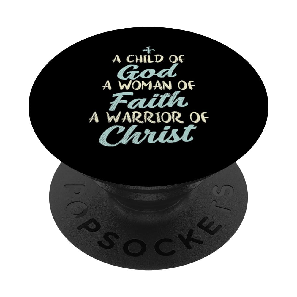 Child God Woman Faith Warrior Christ Jesus Christian Gift PopSockets Adhesive PopGrip
