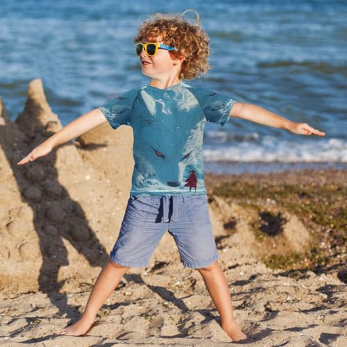 Kids Swimsuit Red White Wolf Snow Sunscreen T-Shirts Swimwear Sets UPF 50+4