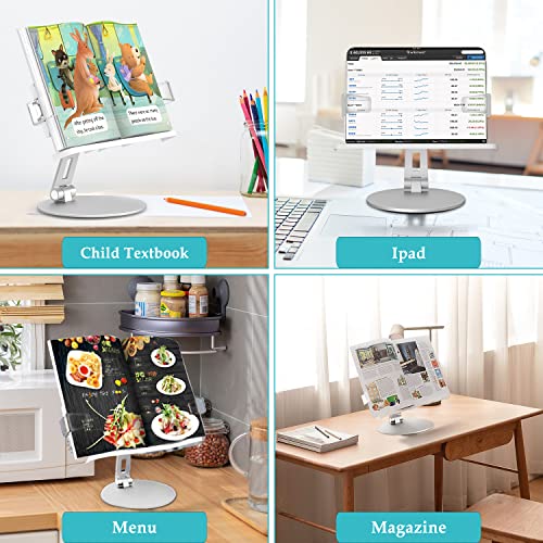 Gearking Book Stand For Reading 360° Rotate Adjustable Book Holder Multi Heights Angles Adjustable Cooking Bookstands For Child Textbook/Recipe/Magazine/Ipad #TOP5