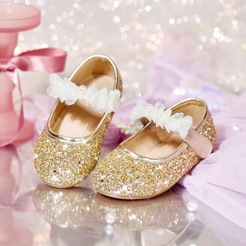 Image of GINFIVE Toddler Girls Dress Shoes Little Girls Mary Janes Ballerina Flats Shoes Toddler