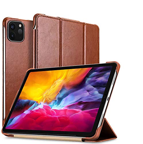 New Ipad Pro 11 Inch 2021/2020/2018 Case,Ipad Air 4 Case,Genuine Leather Folio Flip Smart Cover Leather Case With Auto Wake/Sleep Function [Magnetic Latch] Kickstand For Ipad Pro 11/Air 4 10.9"(Brown) #TOP22