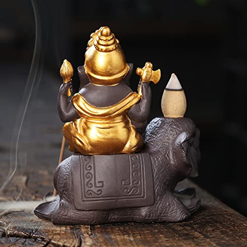 Brûleur d'encens backflow terre cuite cascade encensoir lotus Ganesh