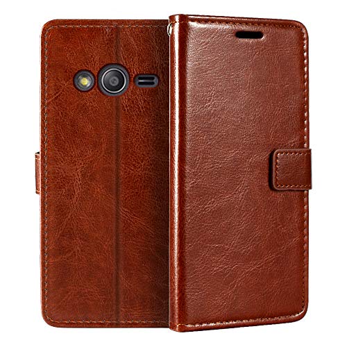 Custodia Portafoglio in Pelle PU Compatibile con Samsung Galaxy Ace 4, Cover con Chiusura Magnetica, Tasche per Carte e Funzione Stand (Marrone) Custodia Portafoglio in Pelle PU Compatibile con Samsung Galaxy Ace 4, Cover con Chiusura Magnetica, Tasche per Carte e Funzione Stand (Marrone)