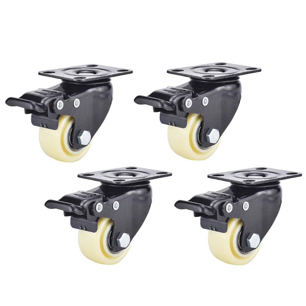 Ruote piroettanti Ruote per carichi pesanti 4 Ruote piroettanti 40/50mm Ruote per mobili Ruote fisse silenziose con piastra di montaggio superiore Capacità di carico 200 kg (Bianco 50 mm 2 pollici)