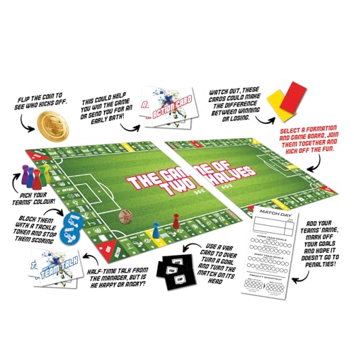 Game of Two Halves - Football Board Game with all the excitement of a real match including actions cards, red & yellow cards, goals, injuries, offsides & penalties! Football gifts, football game. - Image 2