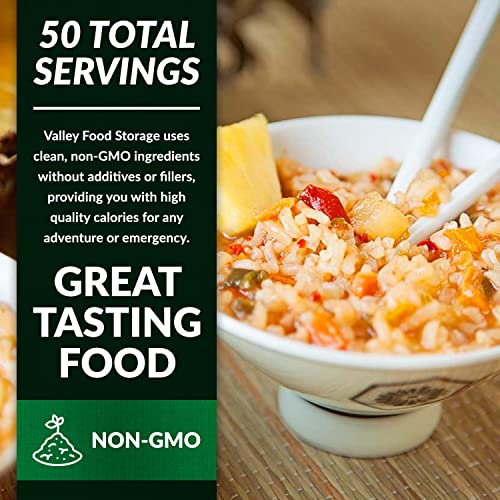 Image of Valley Food Storage Sweet & Sour Asian Rice | 10-Bag Bucket, 50 Servings | Gluten Free Premium Emergency Food Supply, 25 Year Shelf Life | Survival Meal Kits, Prepper Food & Off-Grid Living Supplies