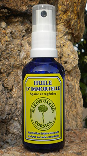 Huile d'immortelle Corse 50ml. Prête à l'emploi, macérât de fleurs riche en huile essentielle d'immortelle Bio.