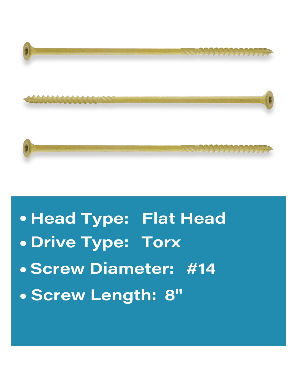 IMScrews #14 x 8 viti lunghe per legno – acciaio al carbonio, resistenti alla ruggine, viti per terrazze esterne, confezione da 75