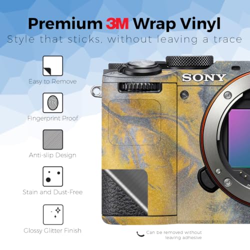 Image of Glossy Glitter Camera Skin Compatible with Sony A7C Mark II (2023) - Yellow Spill - Premium 3M Vinyl Protective Wrap Decal Cover - Easy to Apply | Crafted in the USA by MightySkins