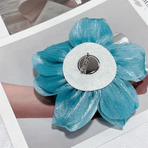 Image of Flash Camellia Flower Brooch Pin for Women Men Elegant Texture Fabric Dahlia Rose Floral Brooches Lapel Pins Dainty Wedding Holiday Party Costume Dress Accessories Jewelry