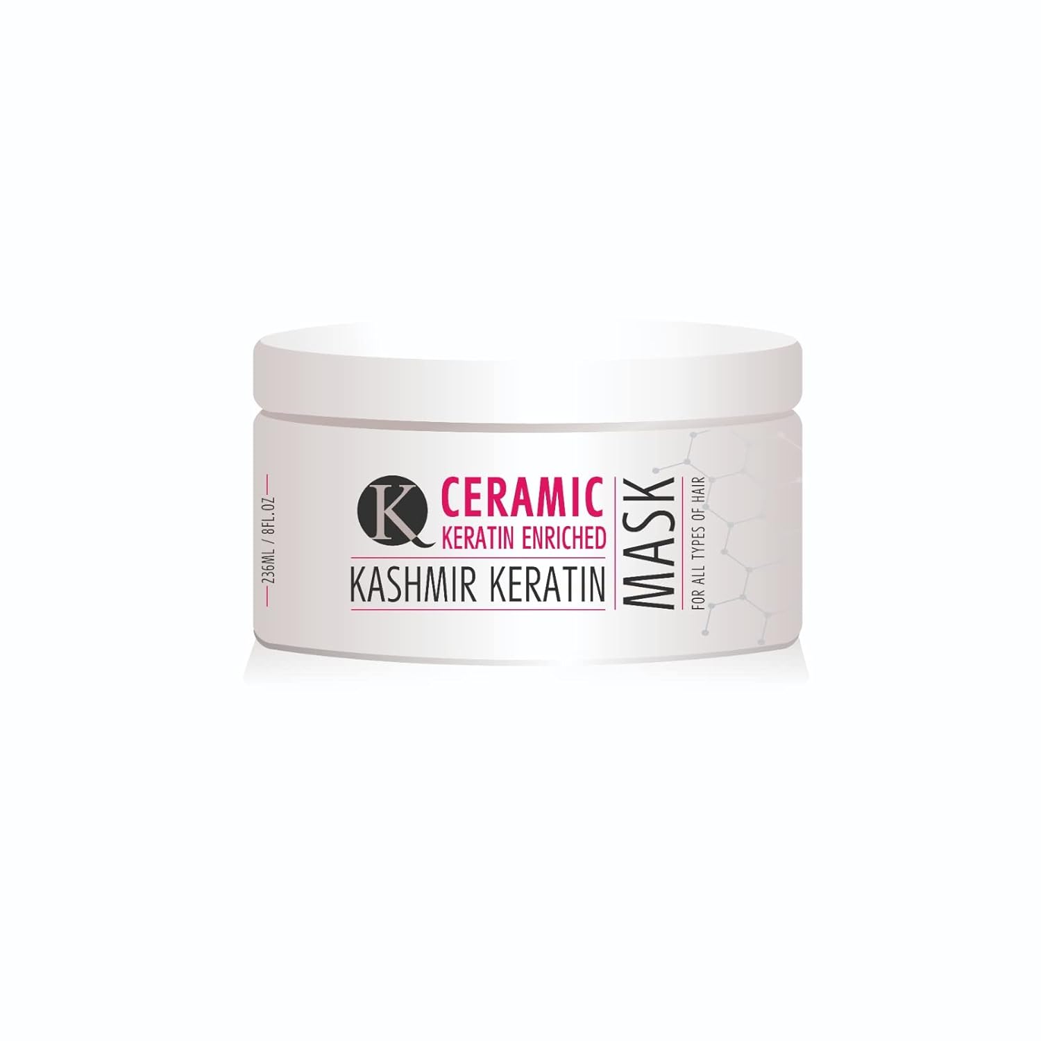 Kashmir Keratin Ceramic Hair Mask,deeply conditions dry, damaged hair, repairs with keratin, making it soft, frizz-free, hydrated, well-conditioned, and adds shine.(16 oz)