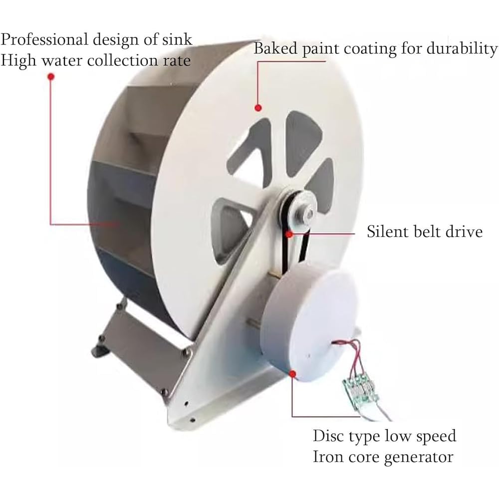 Generador de energía hidroeléctrica con rueda hidráulica, equipo de turbina hidráulica de baja velocidad, dispositivo de generación de energía para exteriores con transmisión por correa silenciosa
