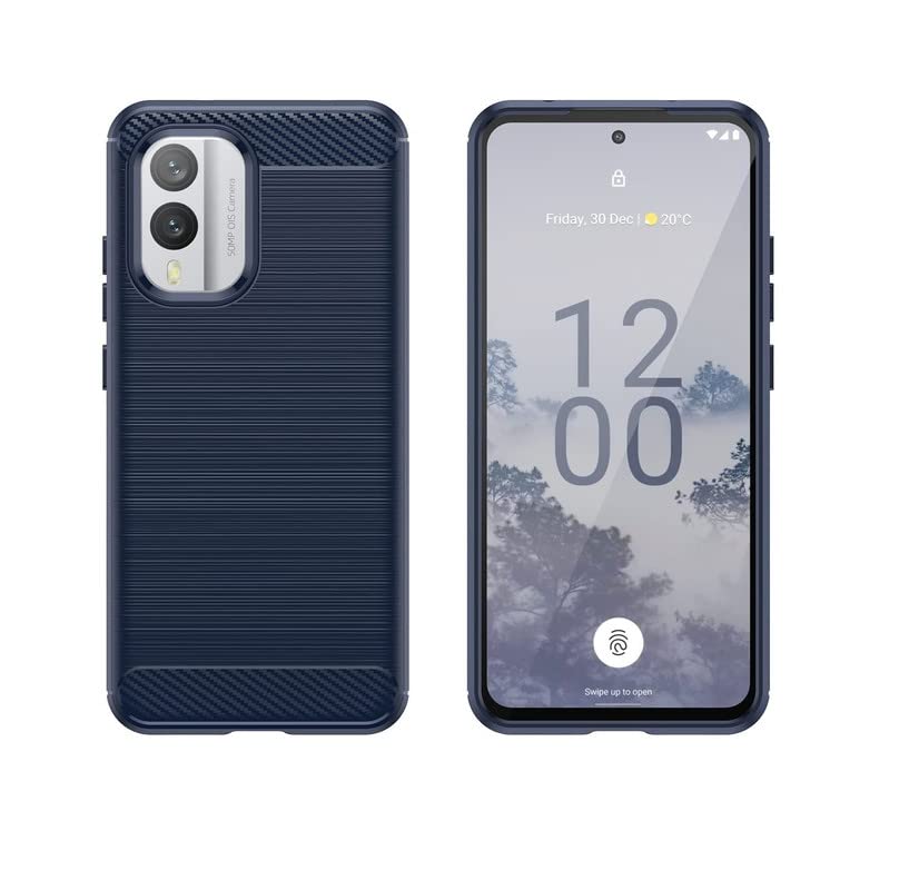 Image of NPRC Hybrid Ultra Slim Protective Case TPU Non-Slip Carbon Fiber Texture Shockproof Case Cover for Nokia X30 5g - Blue