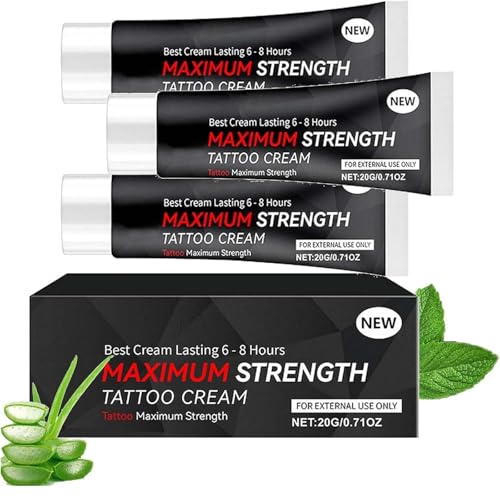 Tattoo Numibing Cream Gel 20 Gramos- Hasta 6 horas de fuerza extra para tatuajes, hidrata la piel de las articulaciones cuidando la piel seca, fácil de aplicar, seguro y suave. (3pcs)