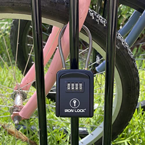 Iron Lock ® - Key Lock Box Portable With Removable Cable Shackle Indoor Outdoor Waterproof 4 Digit Combination With Resettable Code With A B Switch Key Lockbox For Outside Hold Spare Keys For Realtors #TOP5