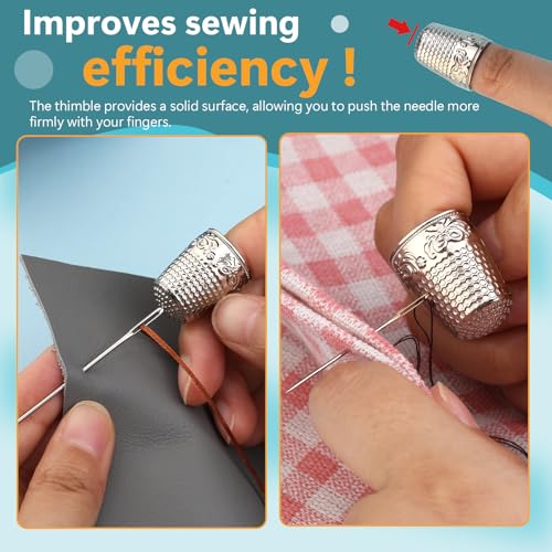 image for ZMAAGG 4PCS Sewing Thimbles for Hand Sewing, Metal Finger Protector, Q