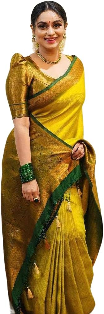 Women's Banarasi Kanjivaram Art Silk Saree with Blouse Material