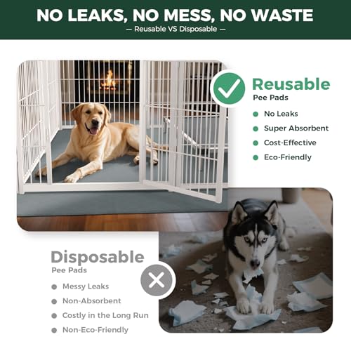Image of FXW Washable Pee Pads for Dogs, Leak-Proof & Non-Slip, Specifically Designed for Potty Training, 35 inch Square, Gray, 4 Packs