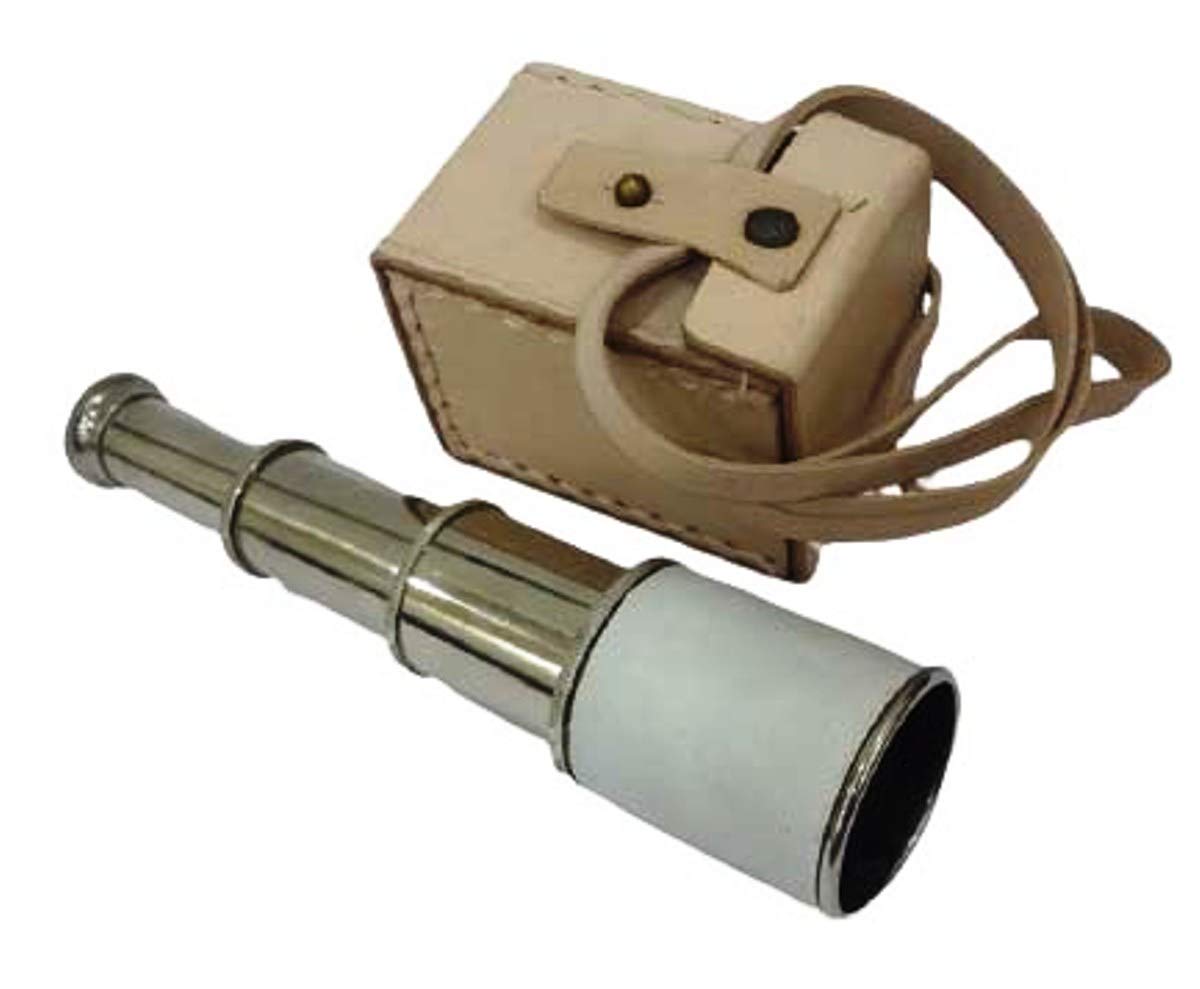 Nautical Spyglass Decor Pirate Telescope White Leather Covered Collectible Leathre Case Decor GIF Rustic Vintage Home Decor Gifts