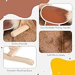 Qaba Kids Rocking Horse, Plush Toddler Rocker, Wooden Base Ride-On Toy with Handle Grip, Traditional Toy for Kids 36M+, Brown - Image 4