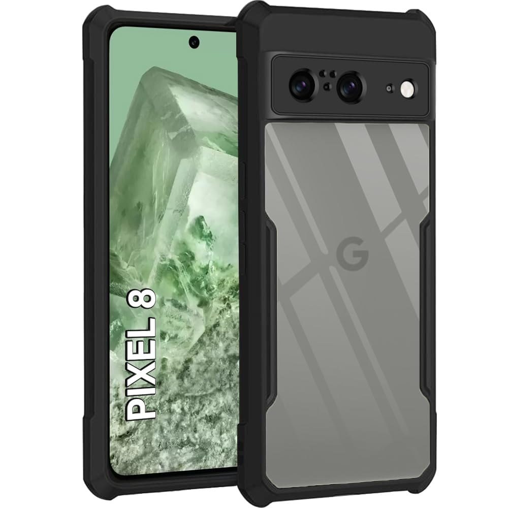 TheGiftKart Shockproof Crystal Clear Back Cover Case for Google Pixel 8 | 360 Degree Protection | Protective Design | Transparent Back Cover Case for Google Pixel 8 (Black Bumper) (B0CJRR381M) Amazon Price History, Amazon Price Tracker