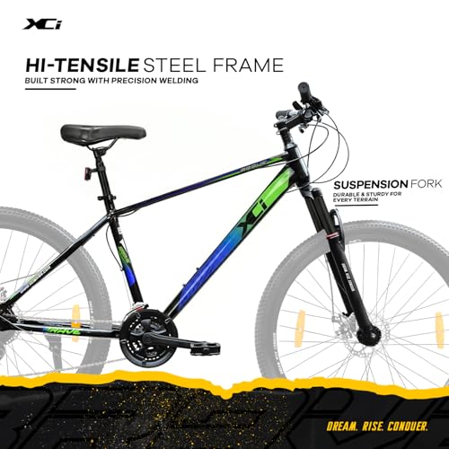 Image of XCi Brave 29T Shimano Geared for Men TUF Shox Front Suspension 21 Speed MTB 29 T (inch) Mountain Cycle Blue