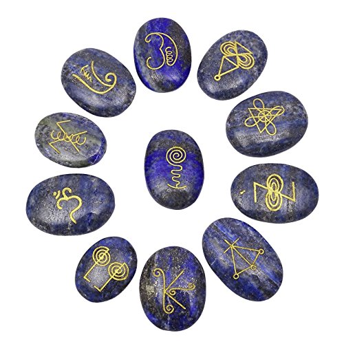 HARMONIZE Lapis Lazuli 11 Pcs Set Spiritual Reiki Healing Stones Karuna Symbol Gemstone
