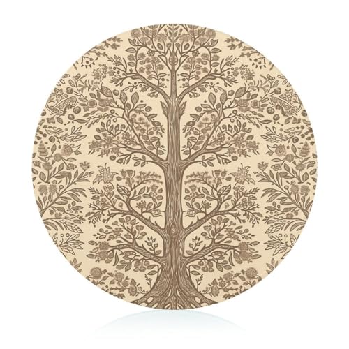 Planche à découper en verre beige rond style arbre pour cuisine - 2