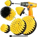 LFSEMINI 5pcs 1/4in Power Scrubber Drill Brush Set with Extender, Drill Scrub Brush for Cleaning Showers, Tubs, Bathroom, Tile, Grout, Carpet (5 Brushes)