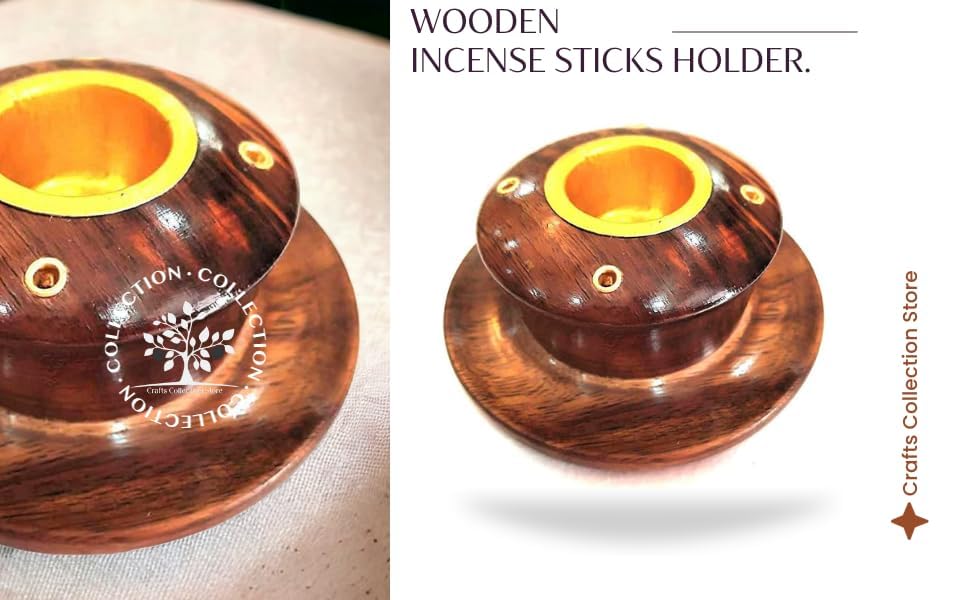 Image of Wooden Bowl Shape Dhoop Batti Stand /Incense Stick Holder /Aggarbatti Stand Bowl (Brown) Pack of 1
