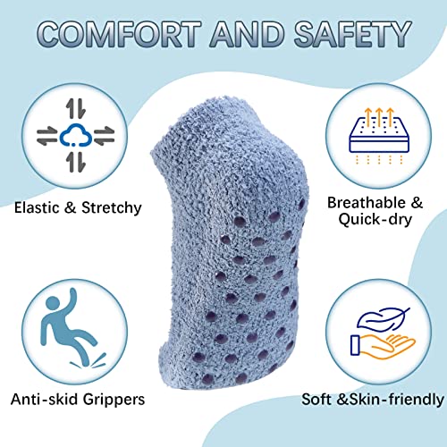 Jeyiour 8 Pairs Fuzzy Socks with Grips for Women Fuzzy Ankle Socks in Bulk Winter Short Slipper with Grippers Warm Non Slip Fluffy for Girls Home Hospital House2