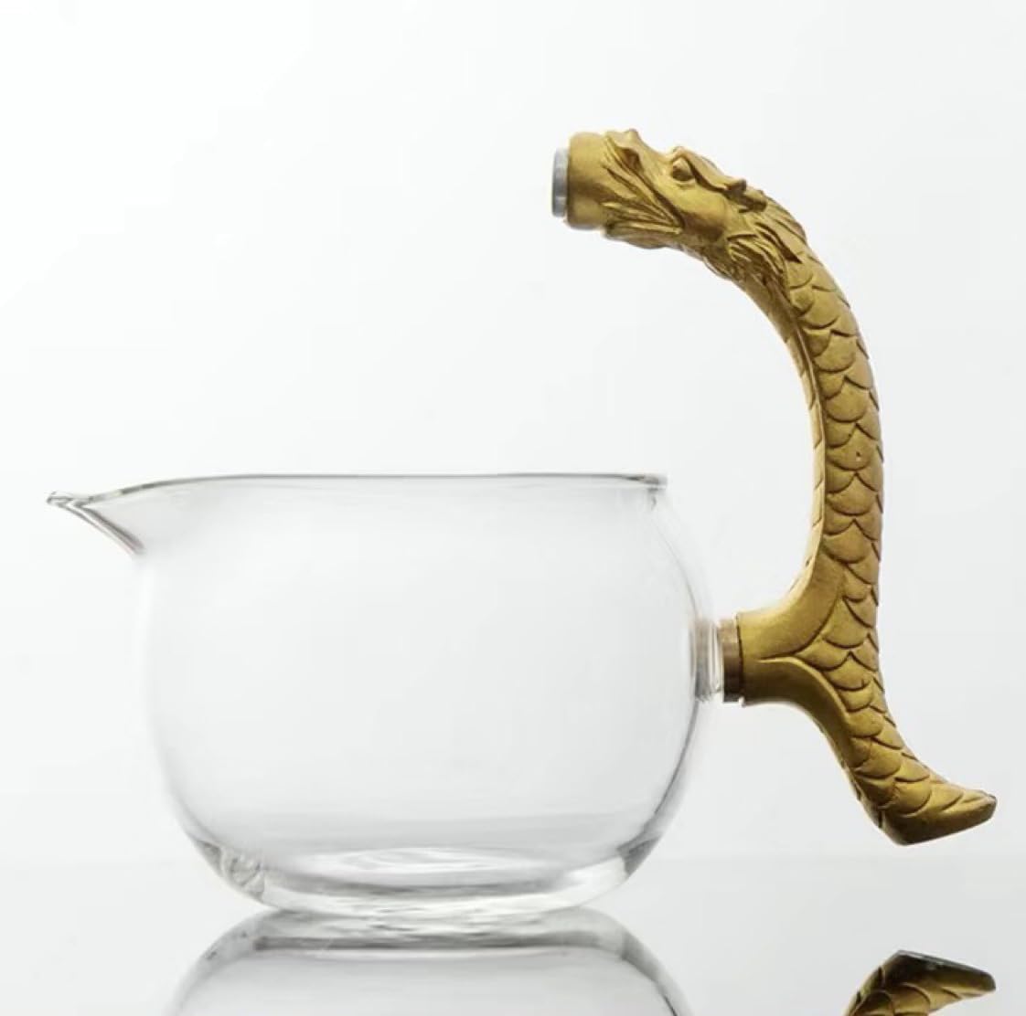 Magnetic Glass Tea Pot Parts Accessories, Heat Resistant Tea Set, Lazy Kungfu Drip Teapot, Suitable for Magnetic Water Flow Glass Teapot (Golden Handle Gong Cup)